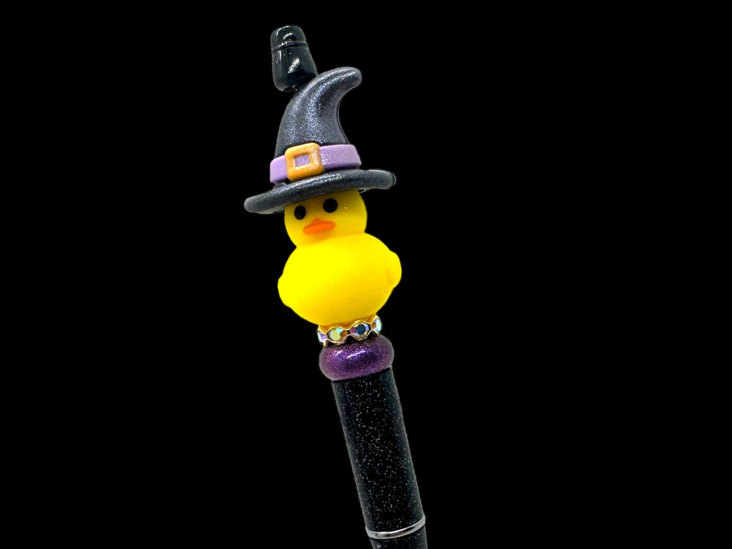 Rubber Duckie Halloween Pen, Rubber Duck Witch Hat Pen, Beaded Duckie Pen, Beaded Halloween Duck Pen