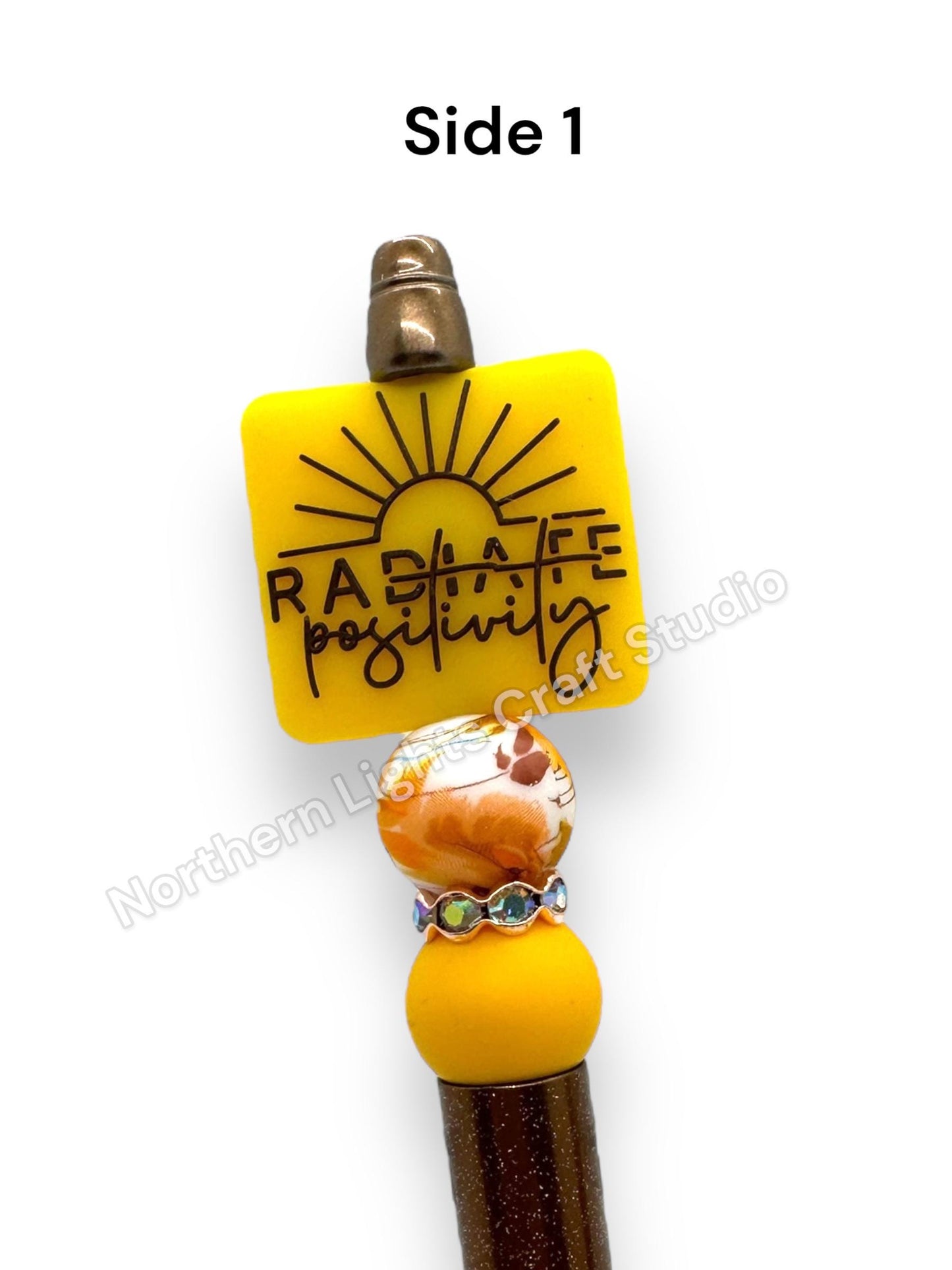 Radiate Posititivy With Kindness Double-Sided Beaded Pen, Encouragement Bead Pen, Kindness Pen, Positivity Focal Pen