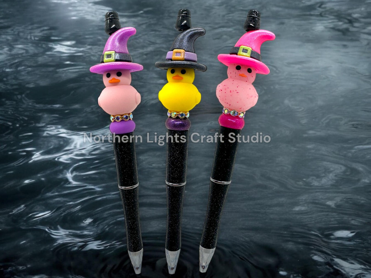 Rubber Duckie Halloween Pen, Rubber Duck Witch Hat Pen, Beaded Duckie Pen, Beaded Halloween Duck Pen