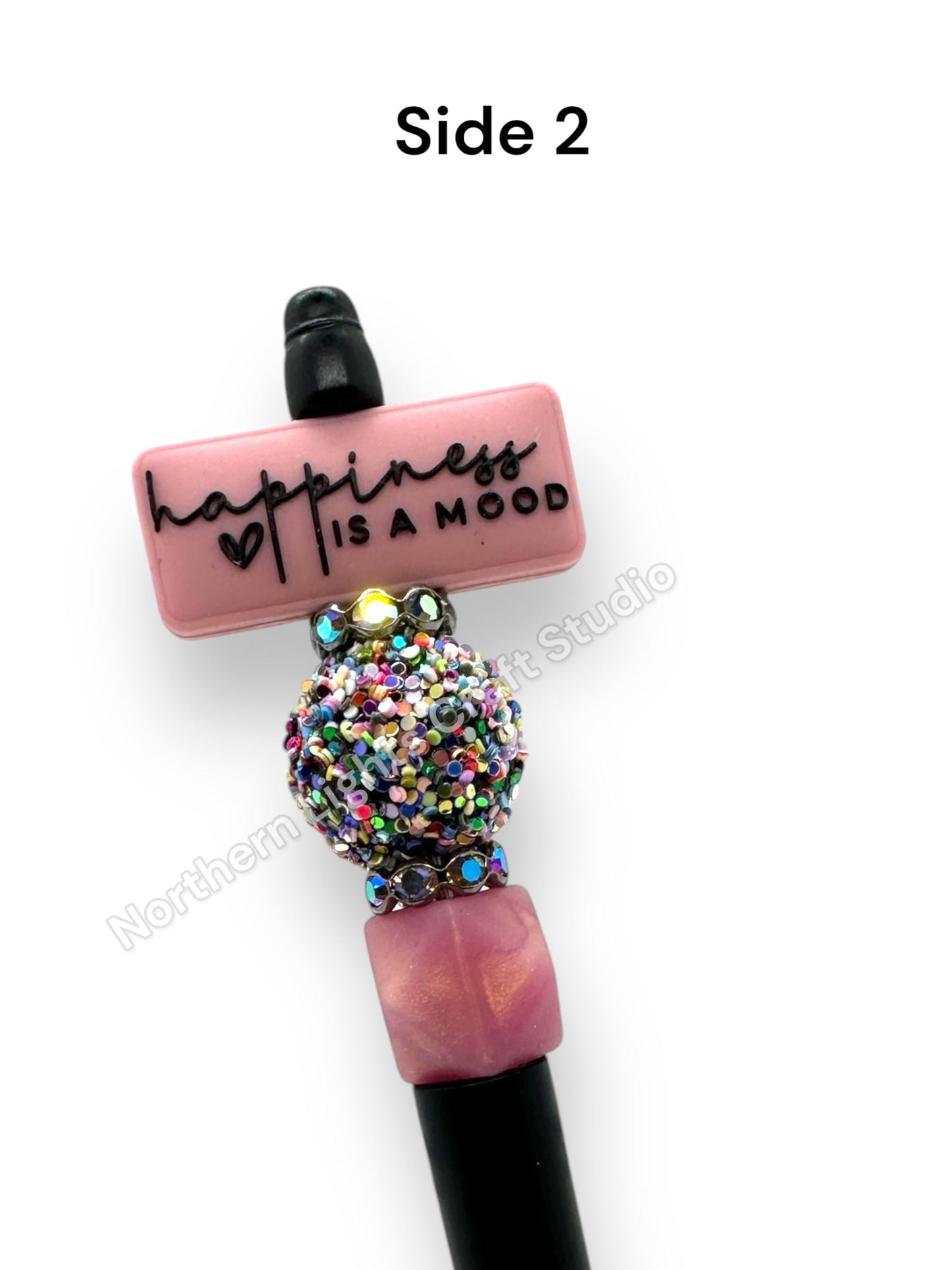 Positivity is a Mindset Happiness is a Mood Double-Sided Beaded Pen, Encouragement Bead Pen, Positivity Focal Pen