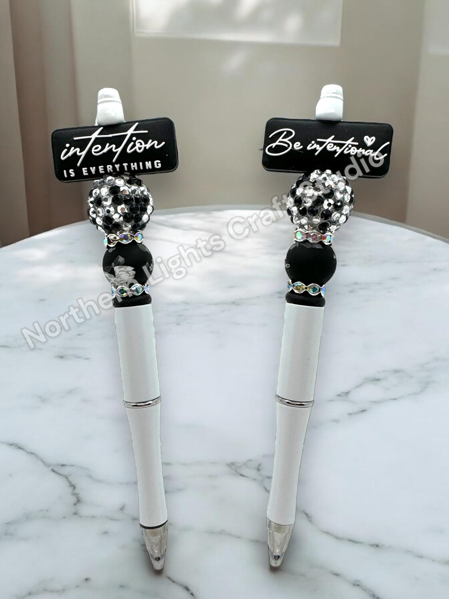 Be Intentional, Intention is Everything Double-Sided Beaded Pen, Encouragement Bead Pen, Positivity Focal Pen