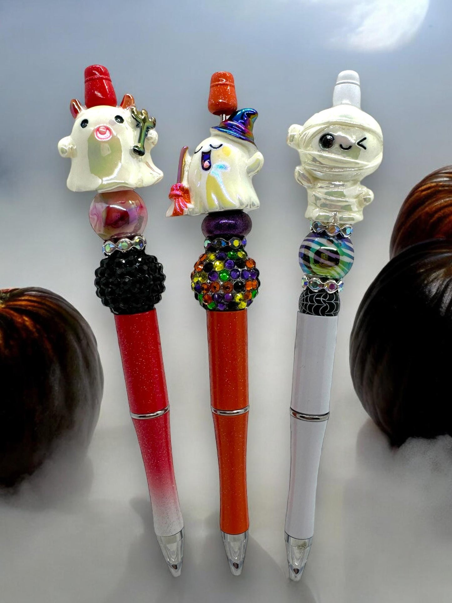 Cute Beaded Halloween Pen, Fancy Halloween Pen, Mummy Pen, Witch Hat Pen, Ghost Pen, Pumpkin Pen, Skull Pen