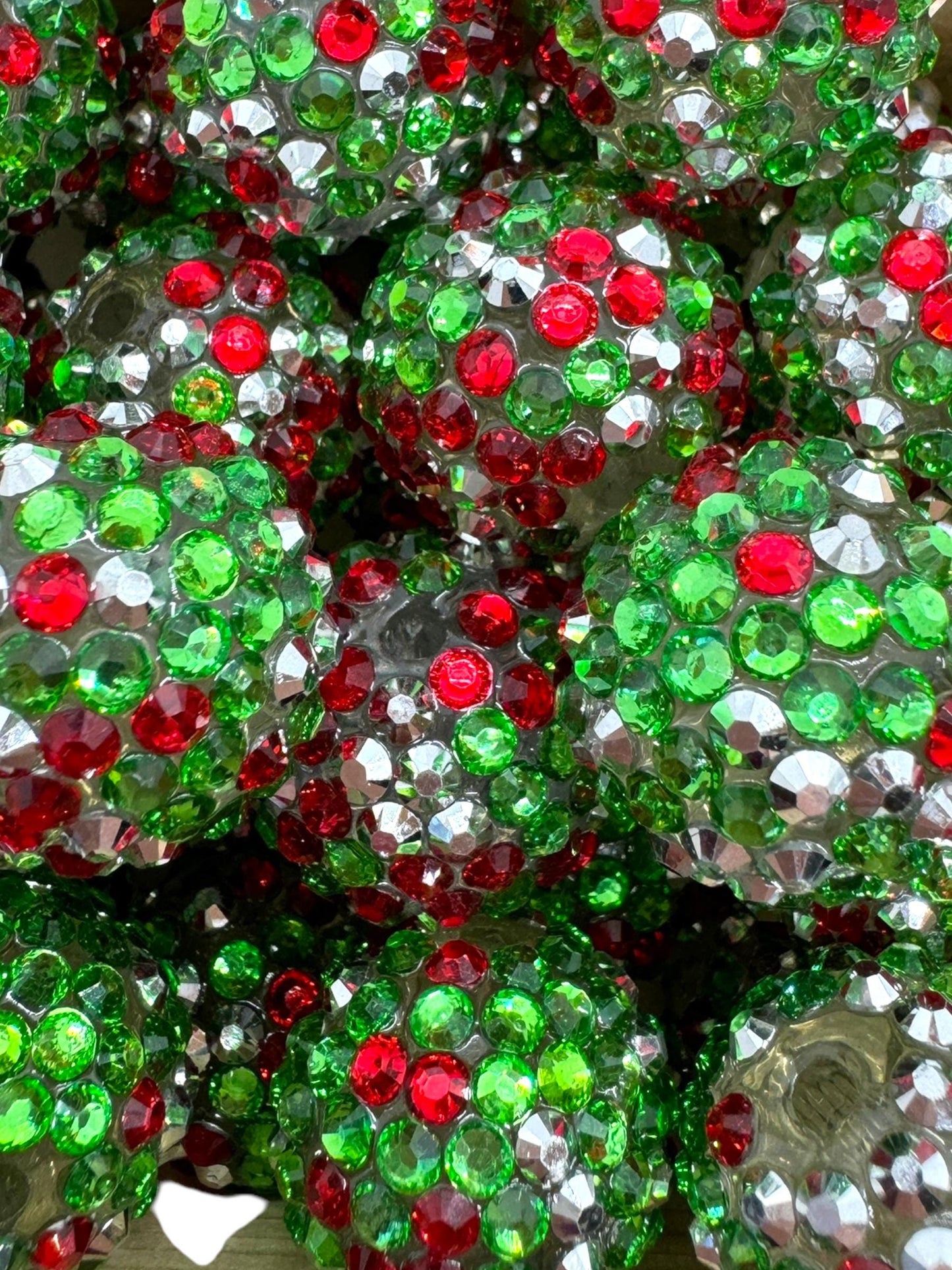 20 mm Christmas Acrylic Rhinestone Beads 10 Piece Packs