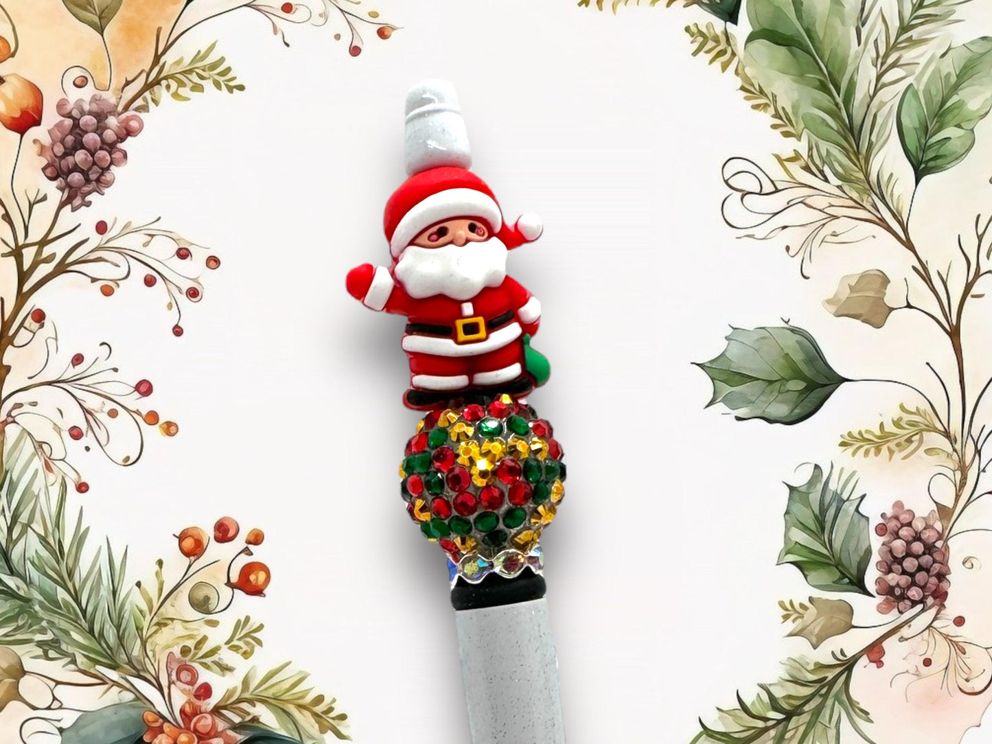 3D Focal Beaded Christmas Pens, Penguin Pen, Christmas Rubber Duck Pen, Gingerbread Pen, Santa Pen