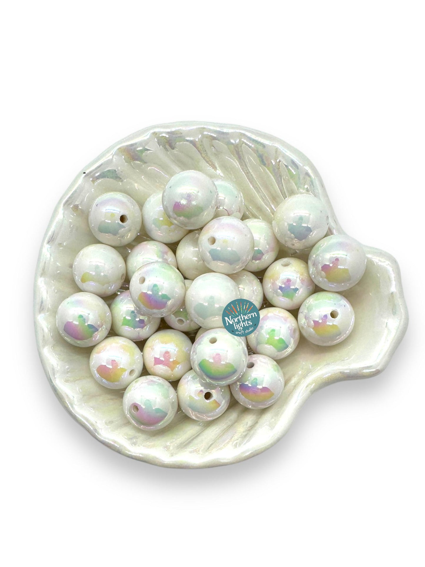 16mm White AB Finish Beads