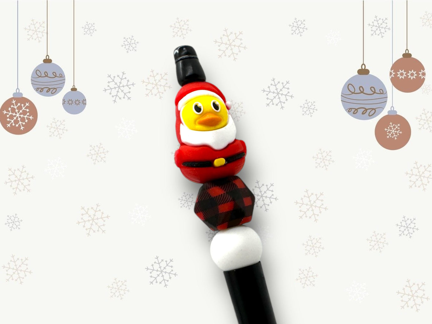 3D Focal Beaded Christmas Pens, Penguin Pen, Christmas Rubber Duck Pen, Gingerbread Pen, Santa Pen