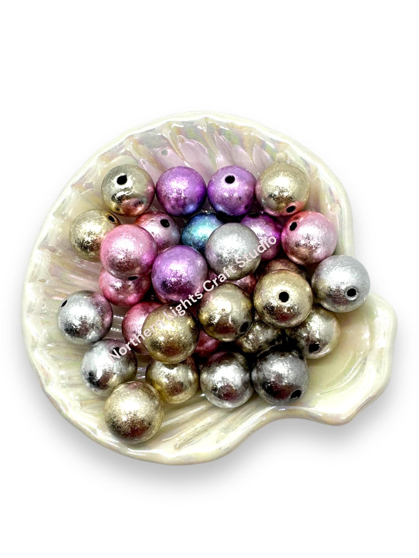 16mm Foil Acrylic Beads