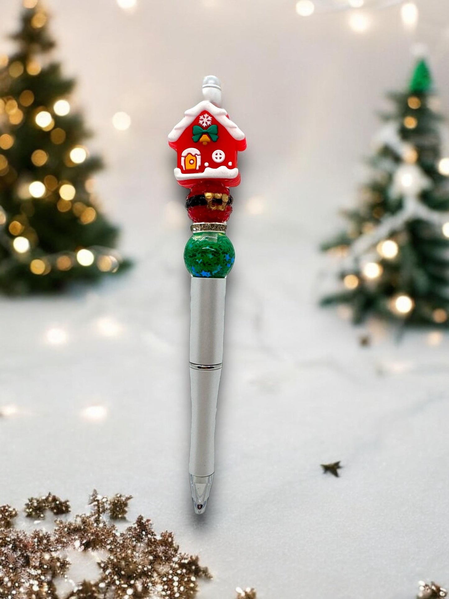 3D Santa's Workshop Beaded Pen, 3D Christmas Focal Pen, Christmas Pen
