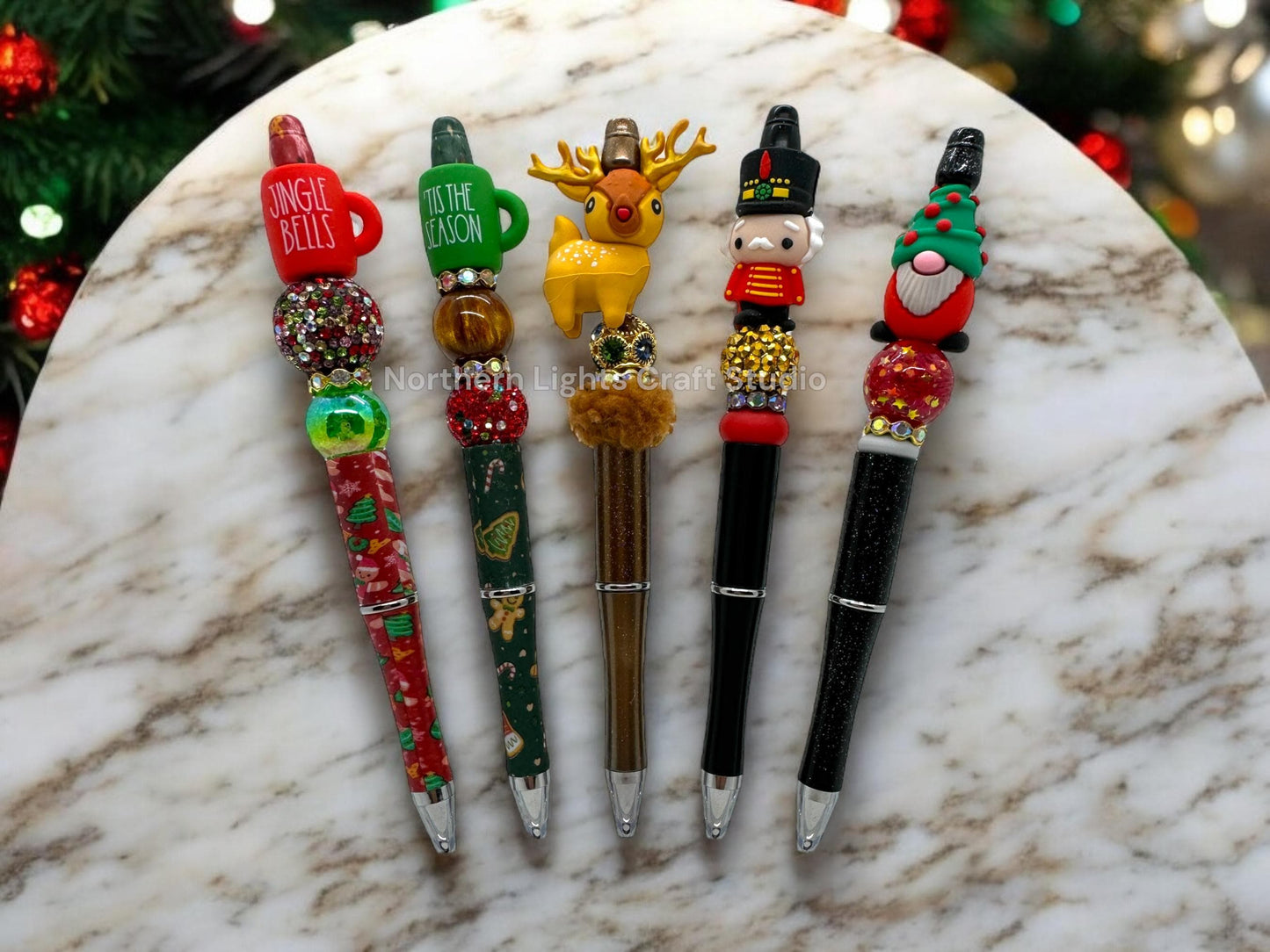 3D Christmas Focal Pens, Coffe Mug Pen, Nutcracker Pen, Santa Gnome Pen, 3D Reindeer Pen
