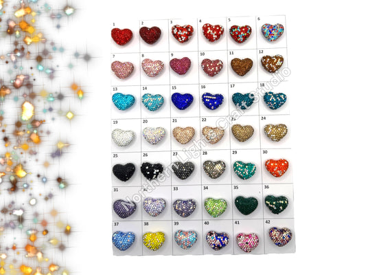 Rhinestone Heart Beads, Pave Heart Crystal Beads, Clay Pave Rhinestone Hearts, Crystal Hearts, Bling Hearts,  - Read Description