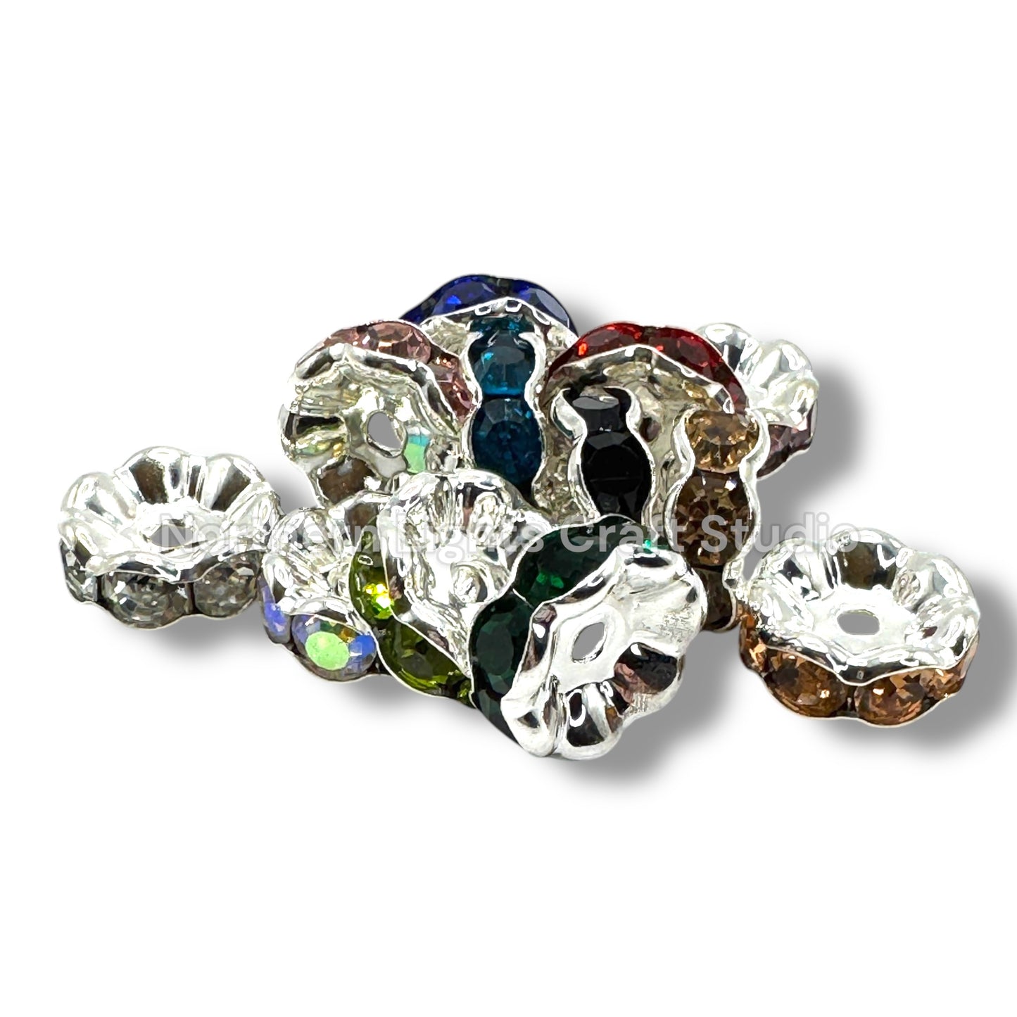 20mm Metal Rhinestone Wavy Spacers