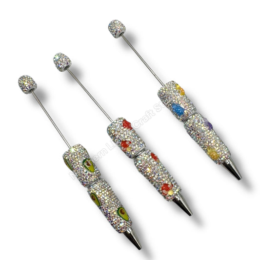 Beadable Avocado Rhinestone Pens, Beaded Mushroom Pen, Beaded Turtle Pen
