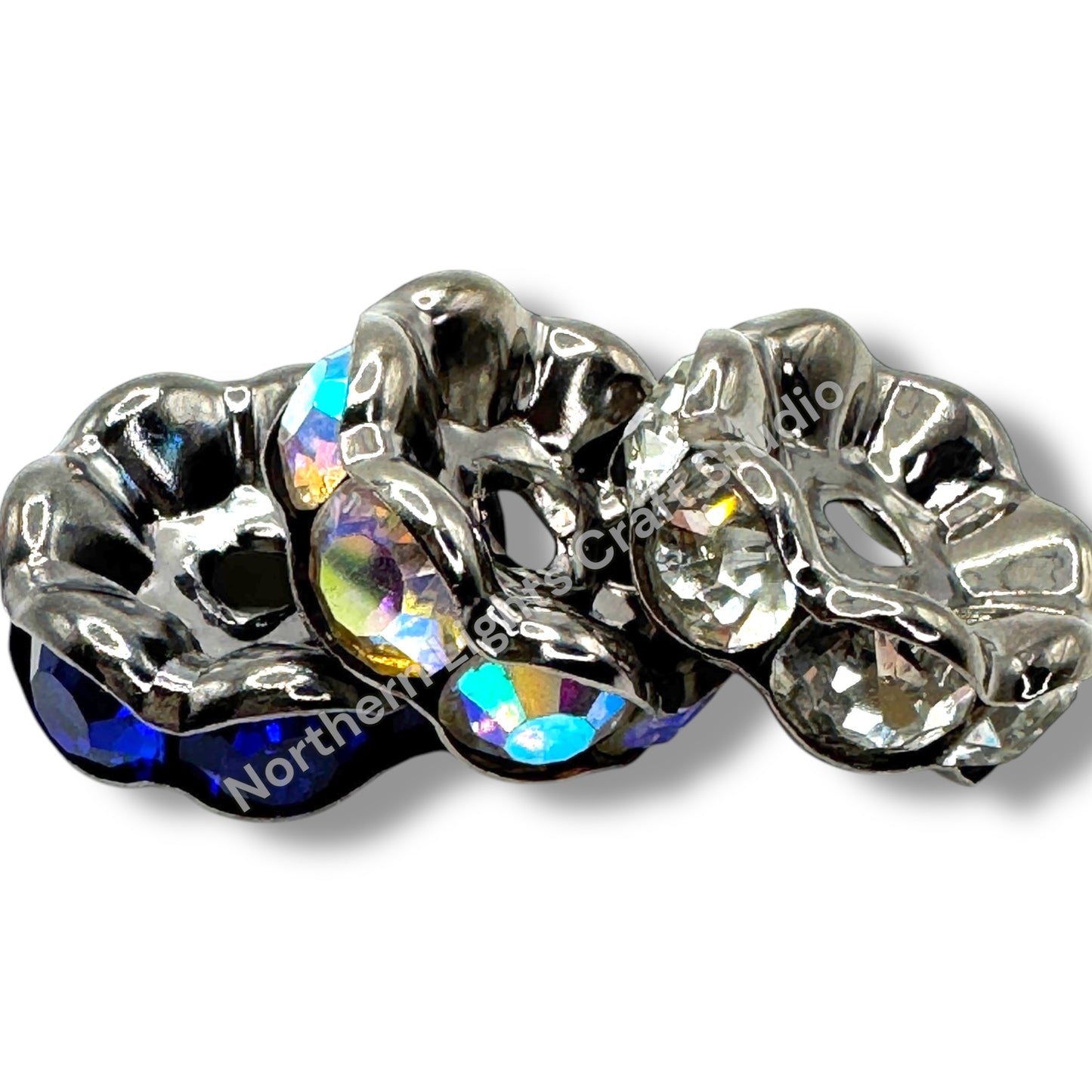20mm Metal Rhinestone Wavy Spacers