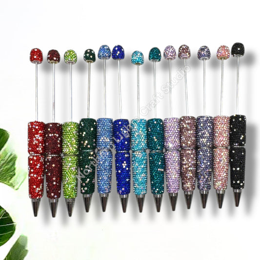 Beadable Rhinestone Pens With Silver