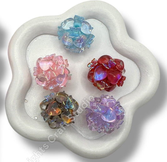 Butterfly Glass Heart Bubble Beads