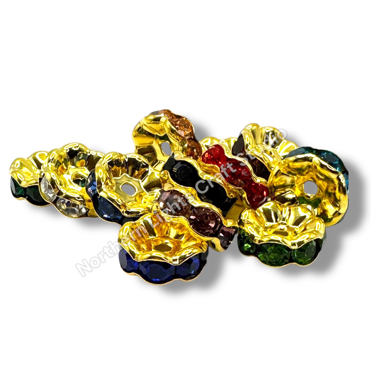 20mm Metal Rhinestone Wavy Spacers