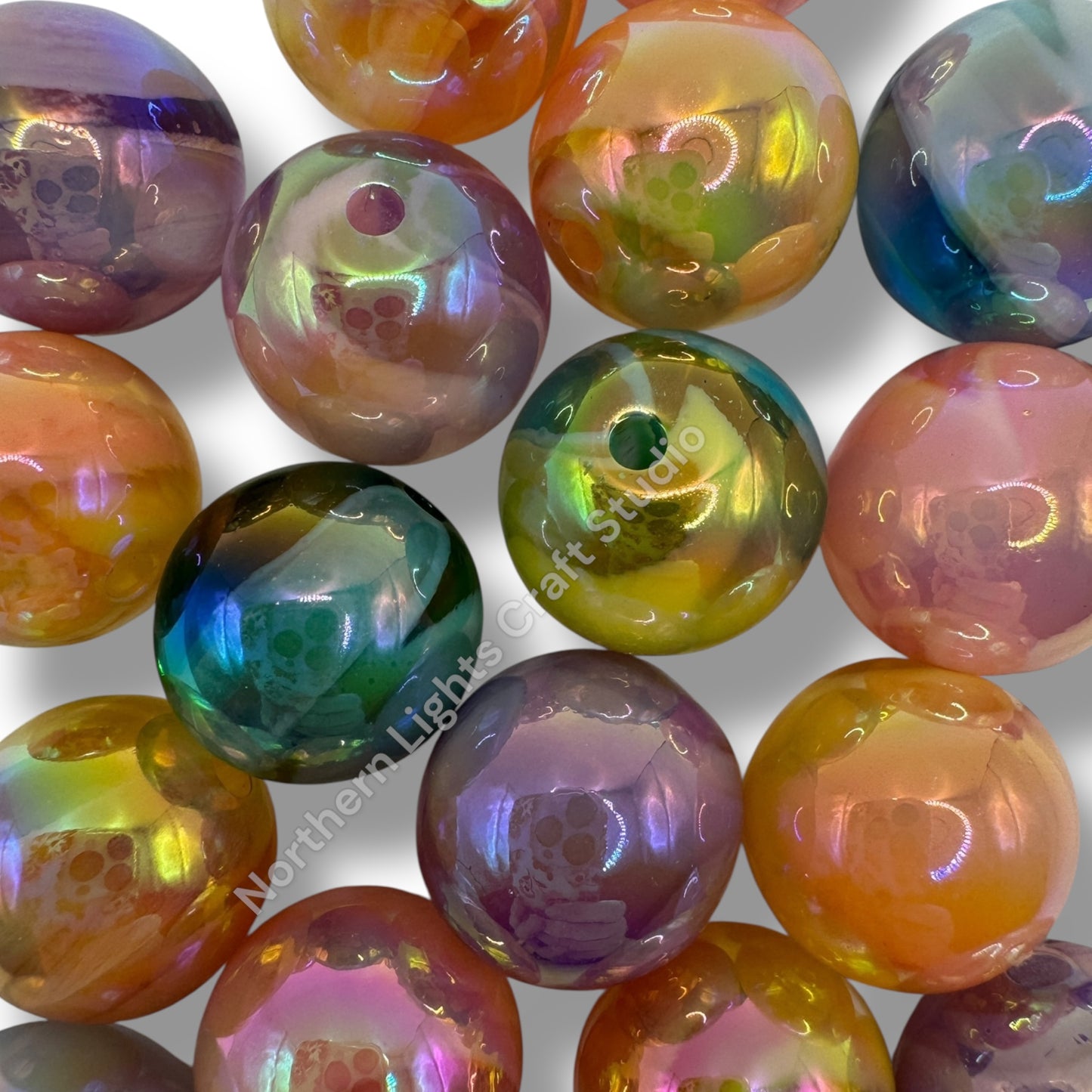 16mm UV Color Swirl Beads - 20pcs.