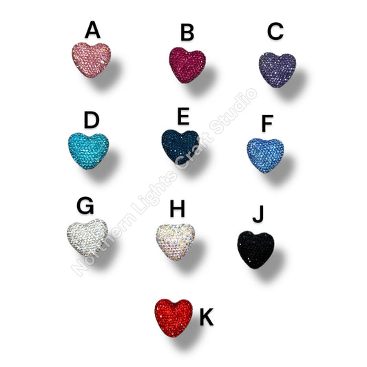 Large 30mm Rhinestone Heart Beads, Pave Heart Crystal Beads, Clay Pave Rhinestone Hearts, Crystal Hearts, Bling Hearts