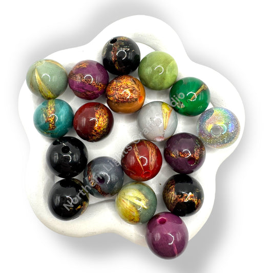 16mm Gold Marble Beads -20 pieces