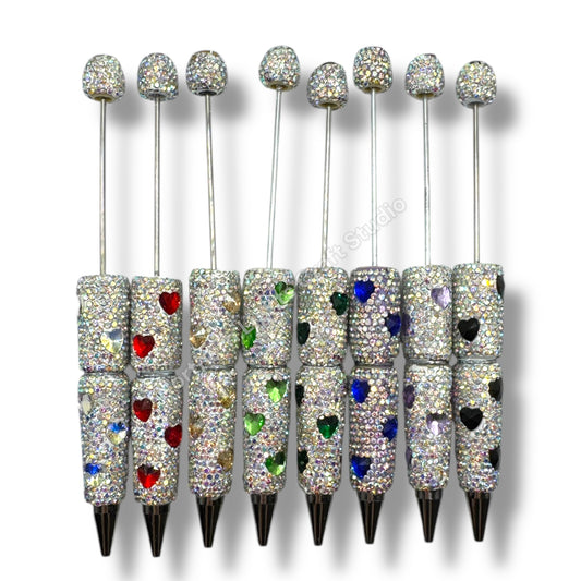 Rhinestone Heart Crystal Beadable Pens