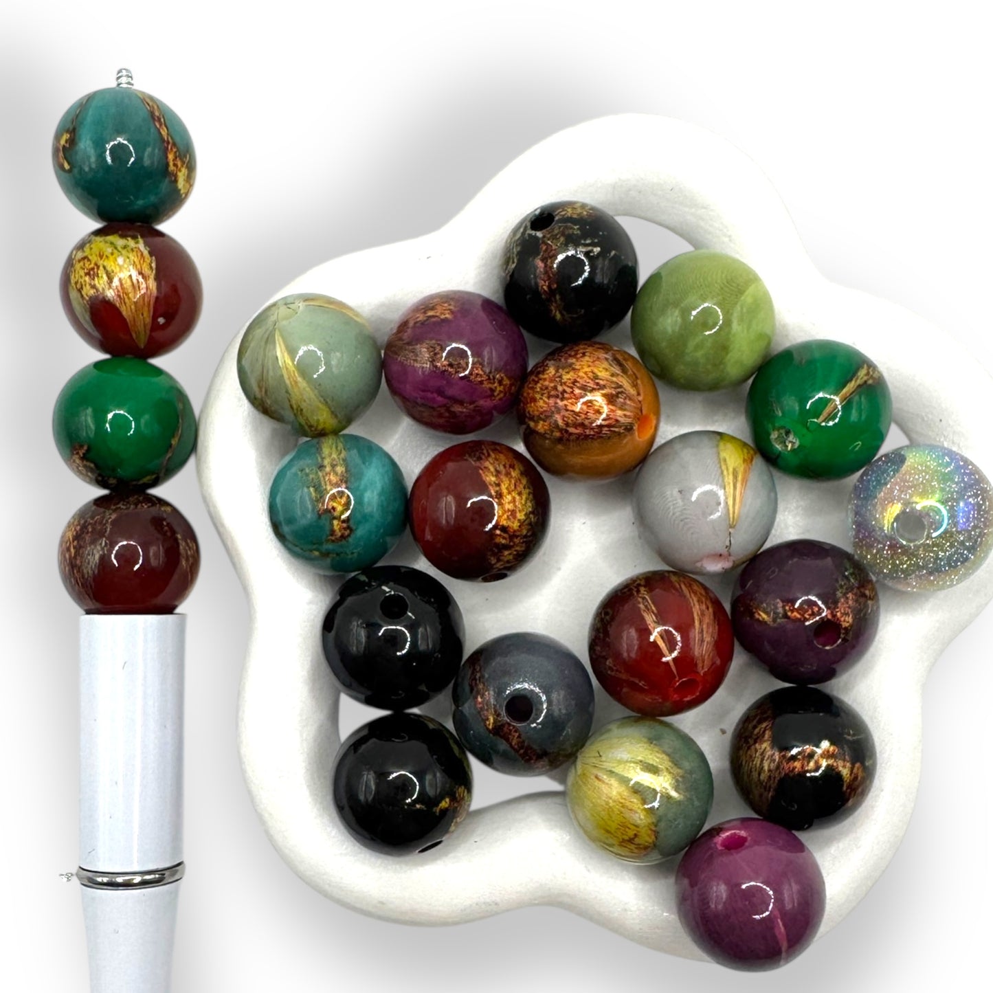 16mm Gold Marble Beads -20 pieces