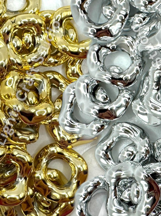 Gold and Silver Wavy Spacer 16mm - Solid or Mix of 50 pcs.