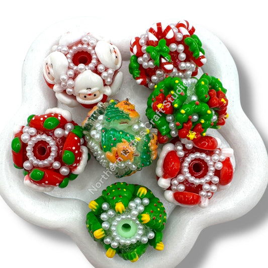 Acrylic Charm Christmas Sugar Beads 20mm - 3 pcs.
