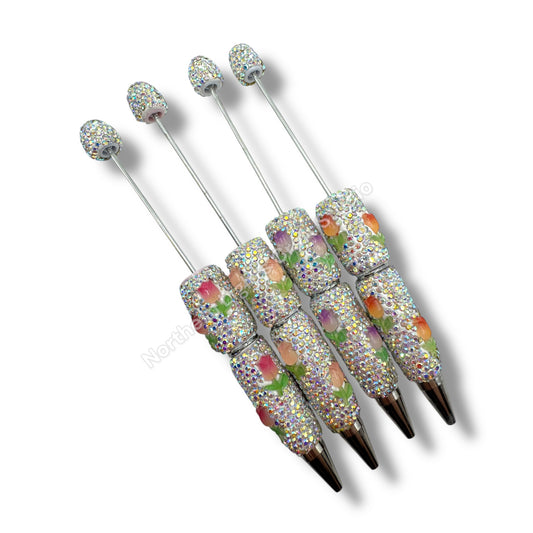 Beadable Tulip Flower Rhinestone Pens