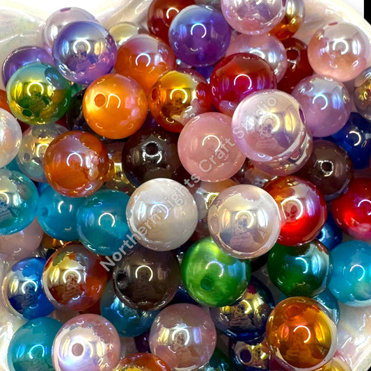 12mm Cat's Eye Glitter Galaxy Beads - 40 pcs.
