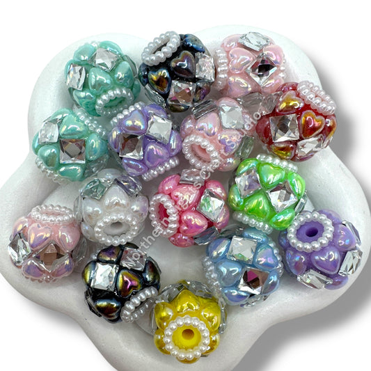 Diamond Heart Shiny Bubble Bead - 5 pcs.