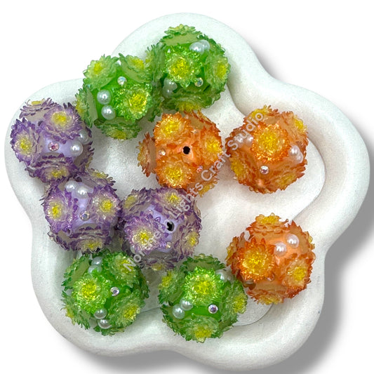Halloween Color Luminouse Gold Dust Flower Fancy Beads - 22mm