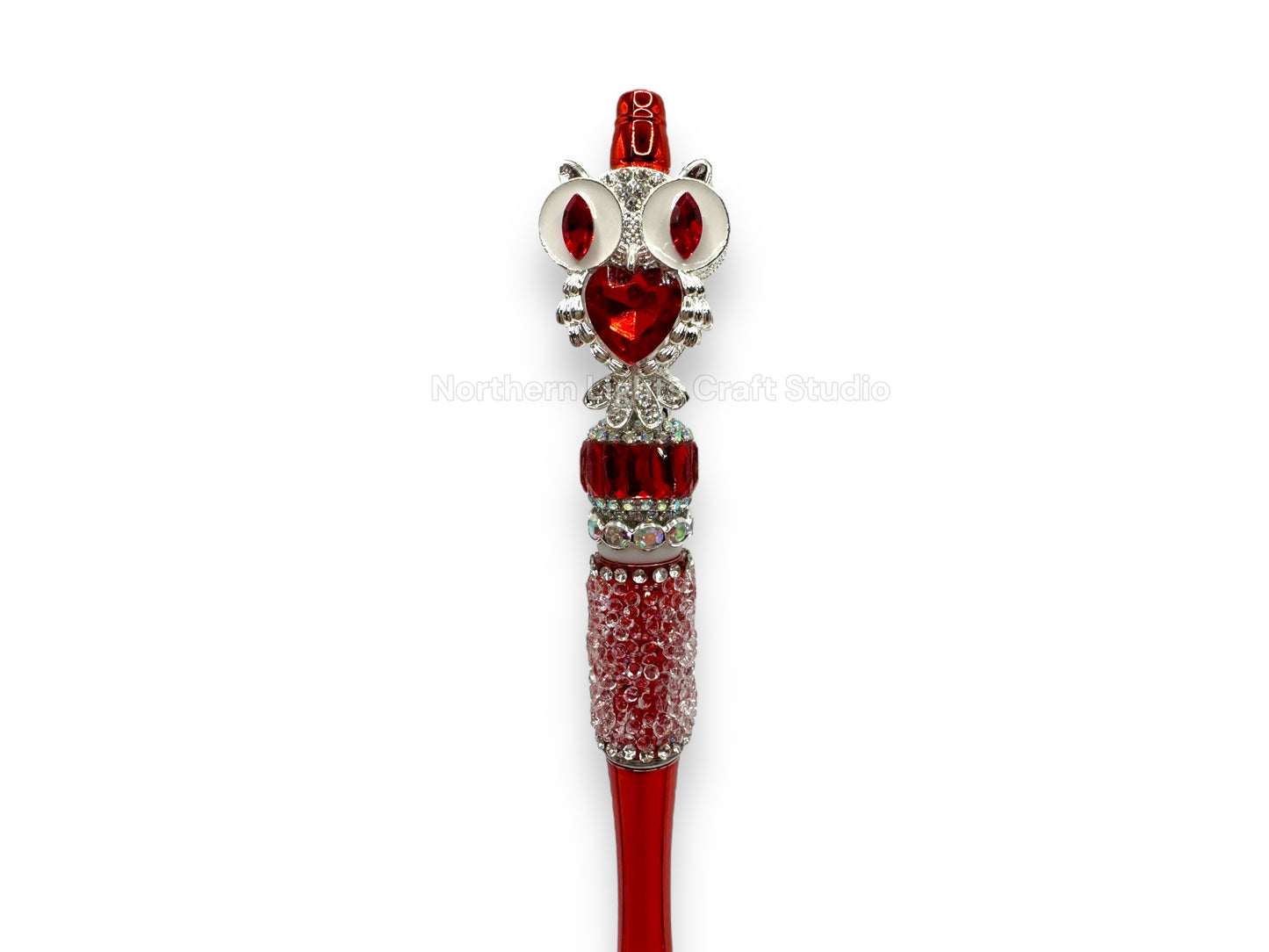 Fancy Handcrafted Silver Crystal Owl Pens