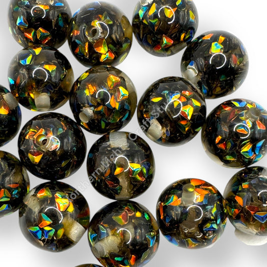 16mm Black Opal Fire Beads - 20pc.