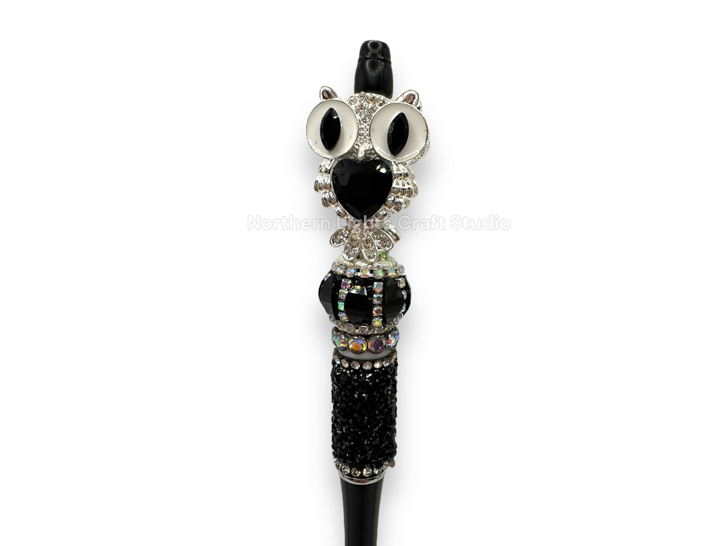 Fancy Handcrafted Silver Crystal Owl Pens