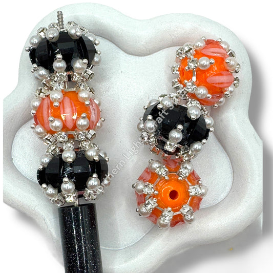 Halloween Color Fancy Pumpkin Pearl Rhinestone Beads
