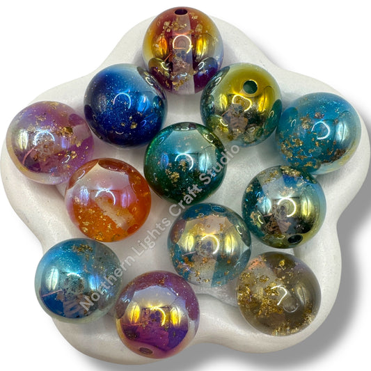 20mm Gold Flake Glitter Galaxy Beads-10pcs