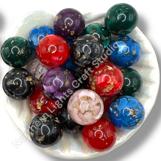 20mm Gold Flake Marble Beads-10pcs
