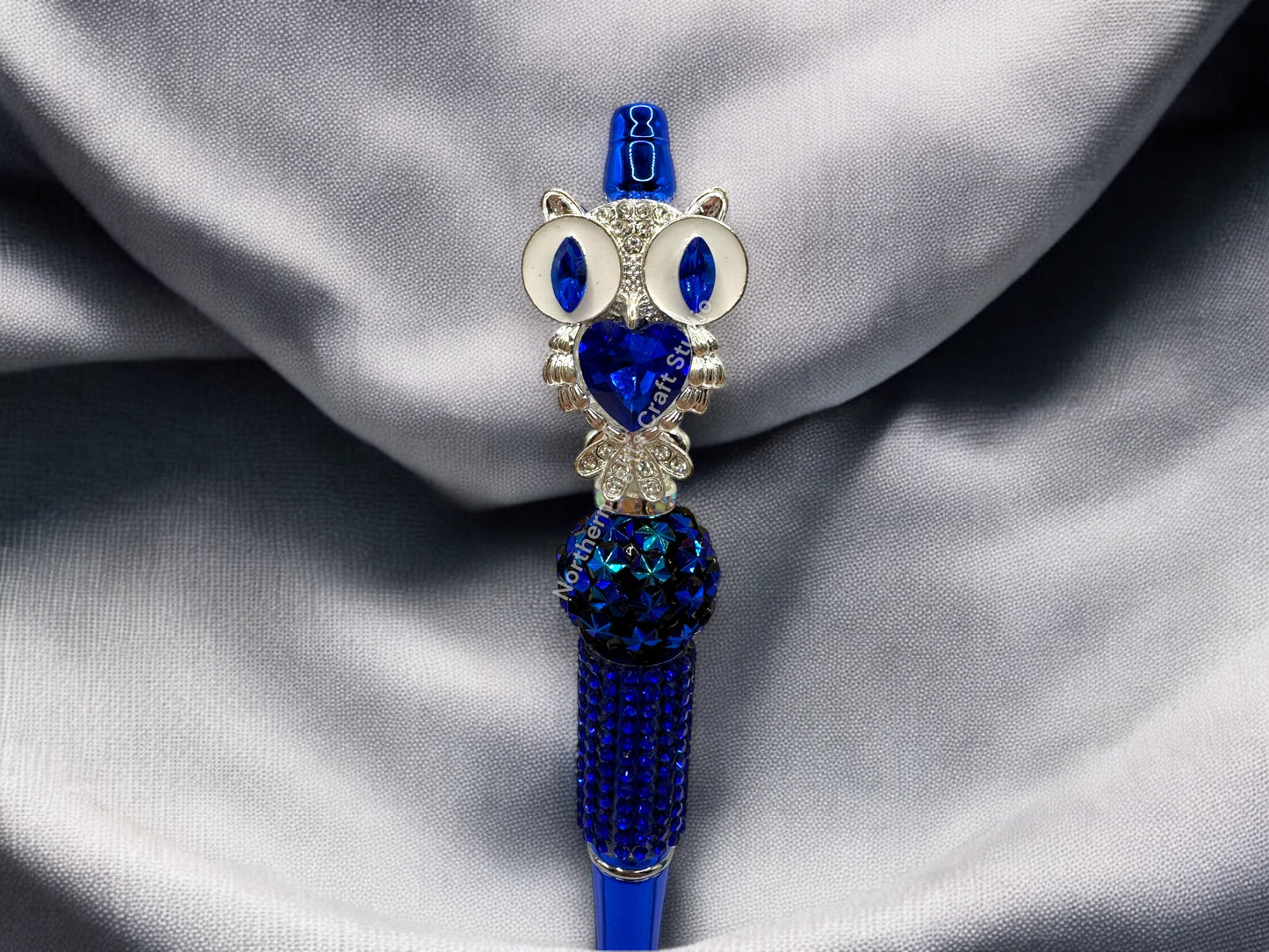 Fancy Handcrafted Silver Crystal Owl Pens