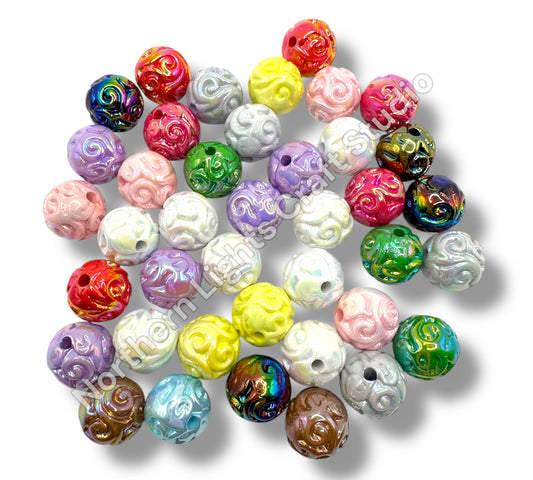16mm Swirl Carved Beads - 20pcs.