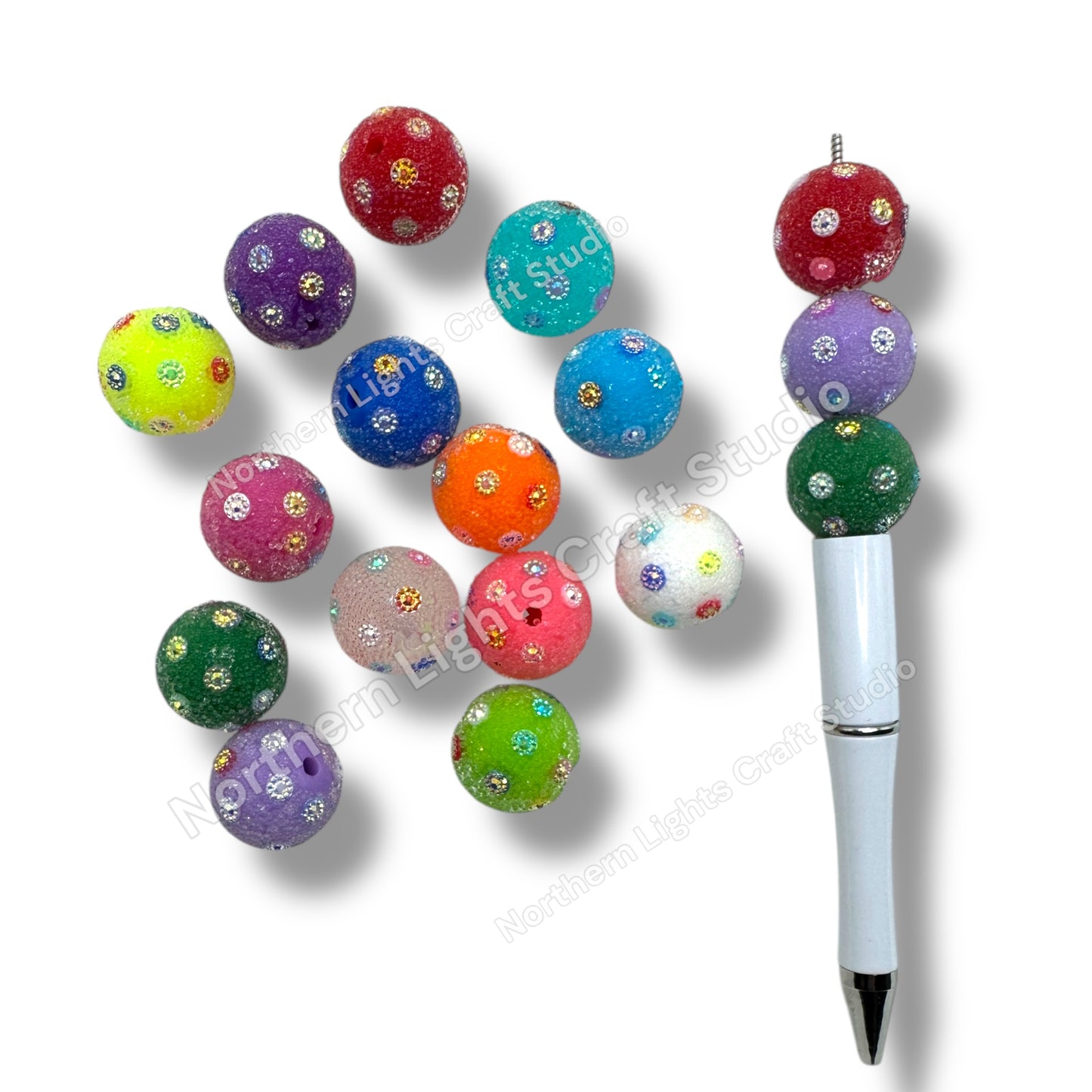 20mm Glitter Sequin Acrylic Beads 10pcs.