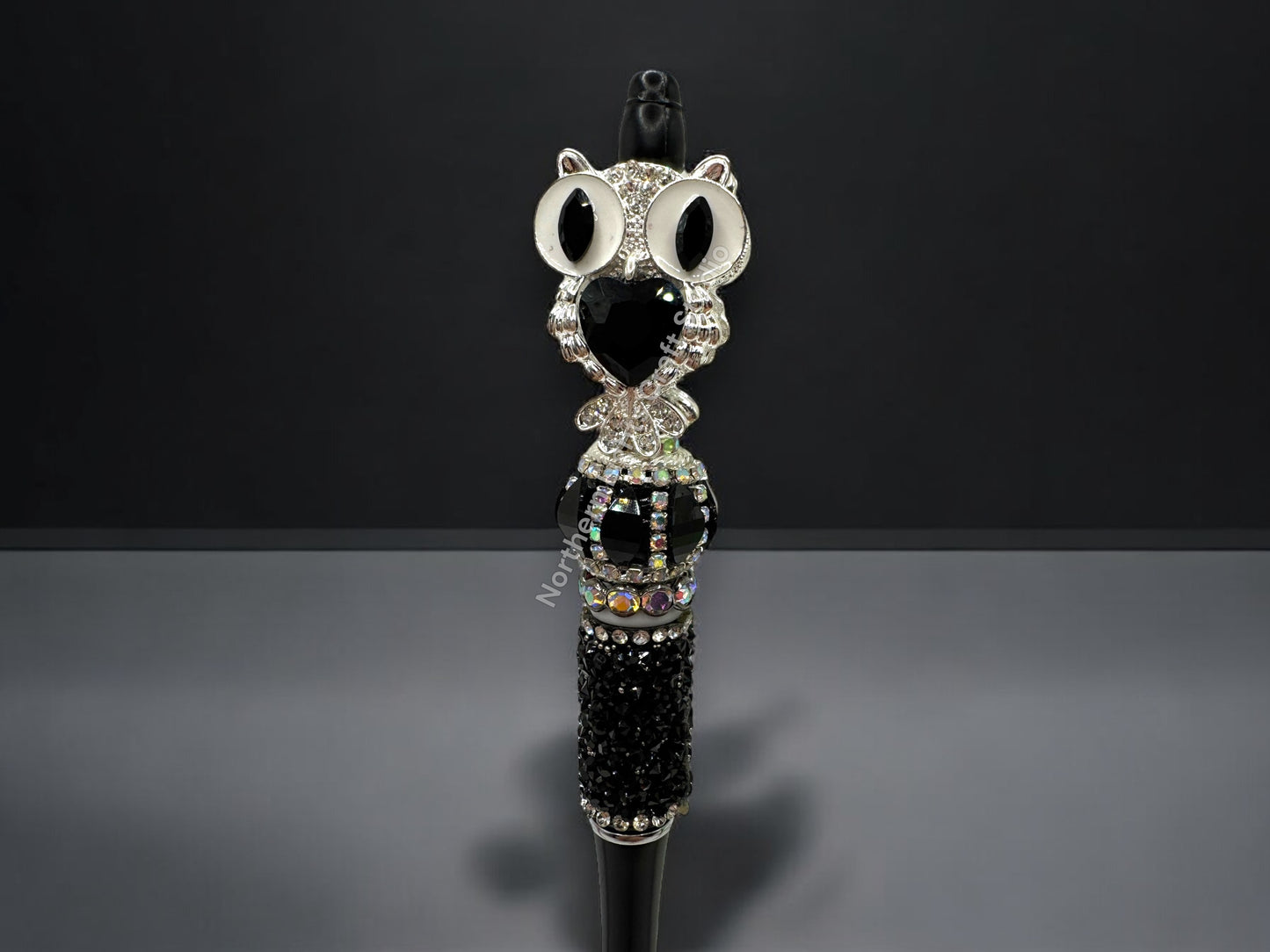 Fancy Handcrafted Silver Crystal Owl Pens