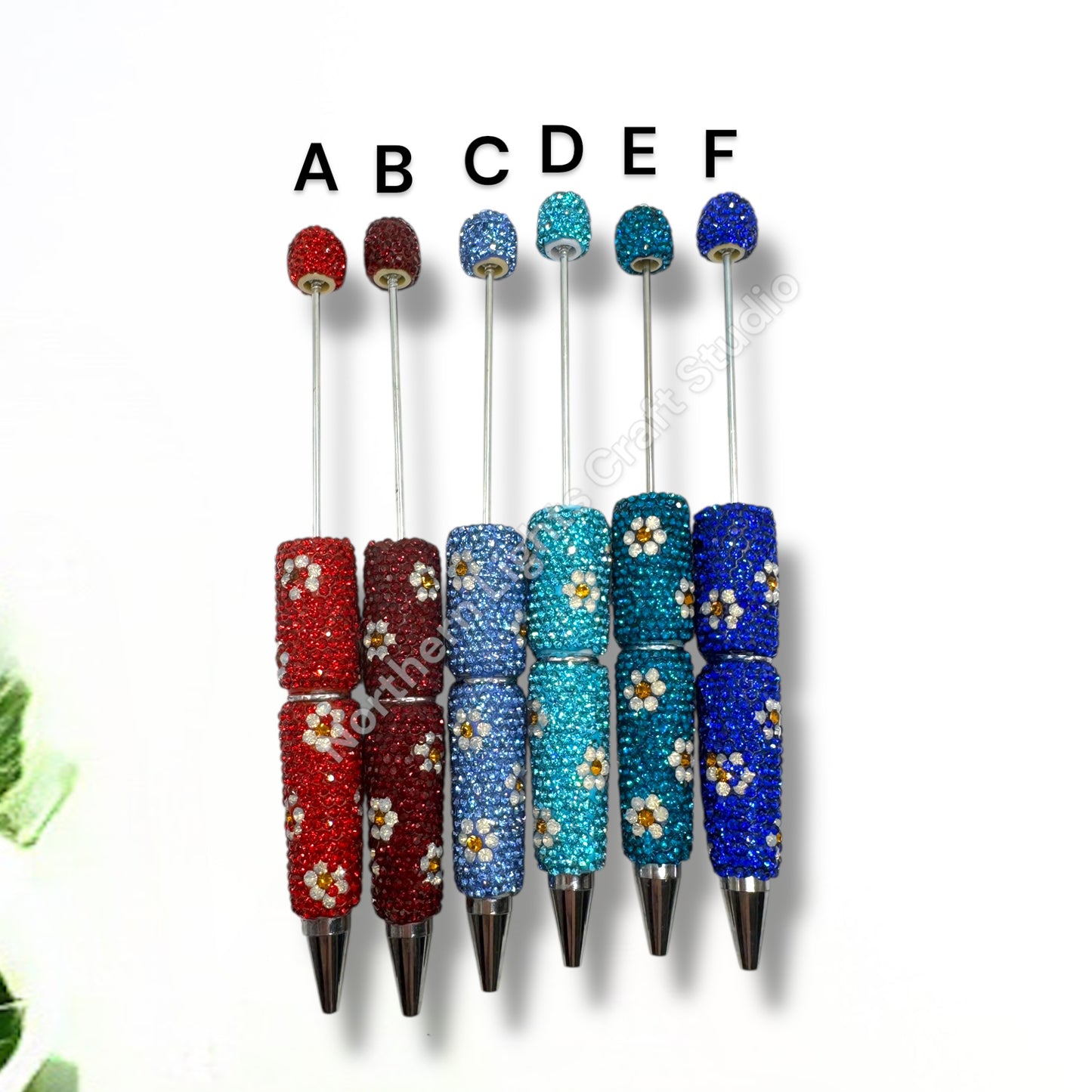 Beadable Rhinestone Flower Pen