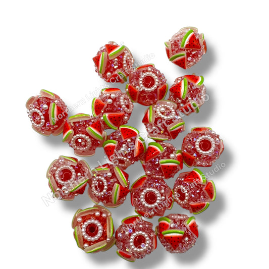 Sugar Watermelon Charm Beads 4pcs.