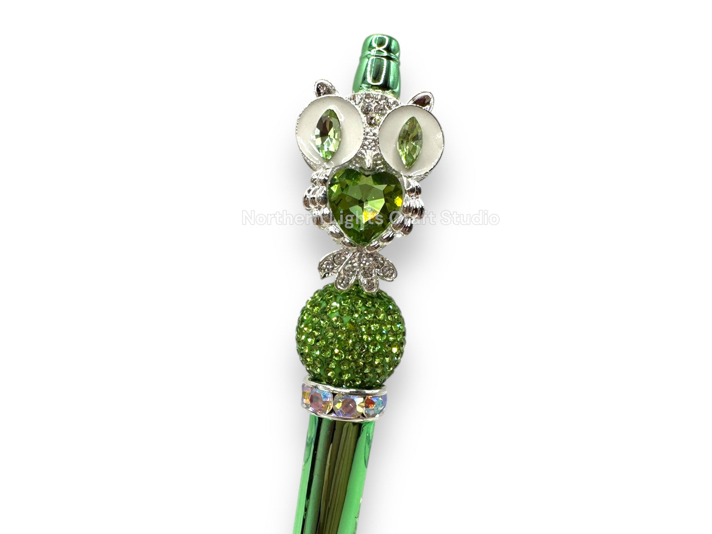 Fancy Handcrafted Silver Crystal Owl Pens