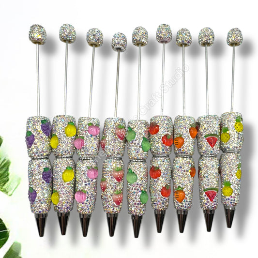 Beadable Fruit Rhinestone Pens