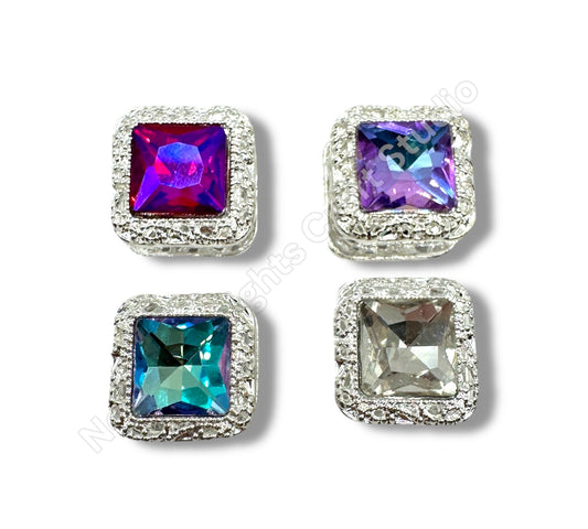 16mm Metal Square Crystal Beads