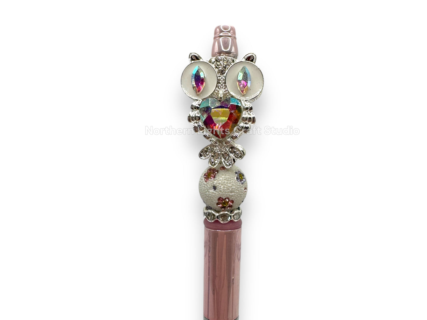 Fancy Handcrafted Silver Crystal Owl Pens