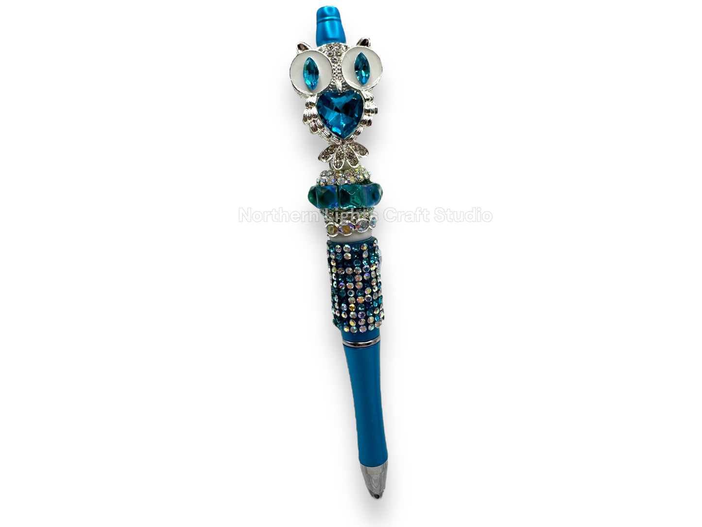 Fancy Handcrafted Silver Crystal Owl Pens
