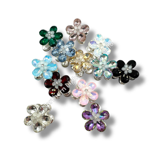 Metal Flower Crystal Beads 4 piece mix