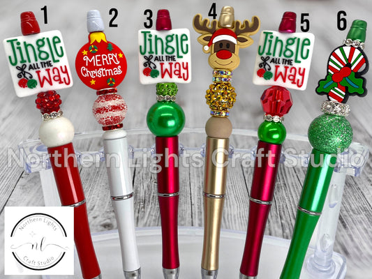 Custom Beaded Pen, Bead Pen, Silicone Bead Pen, Jingle All the Way Gift, Stocking Stuffer Ideas, Bling Pen, Reindeer Pen, Merry Christmas